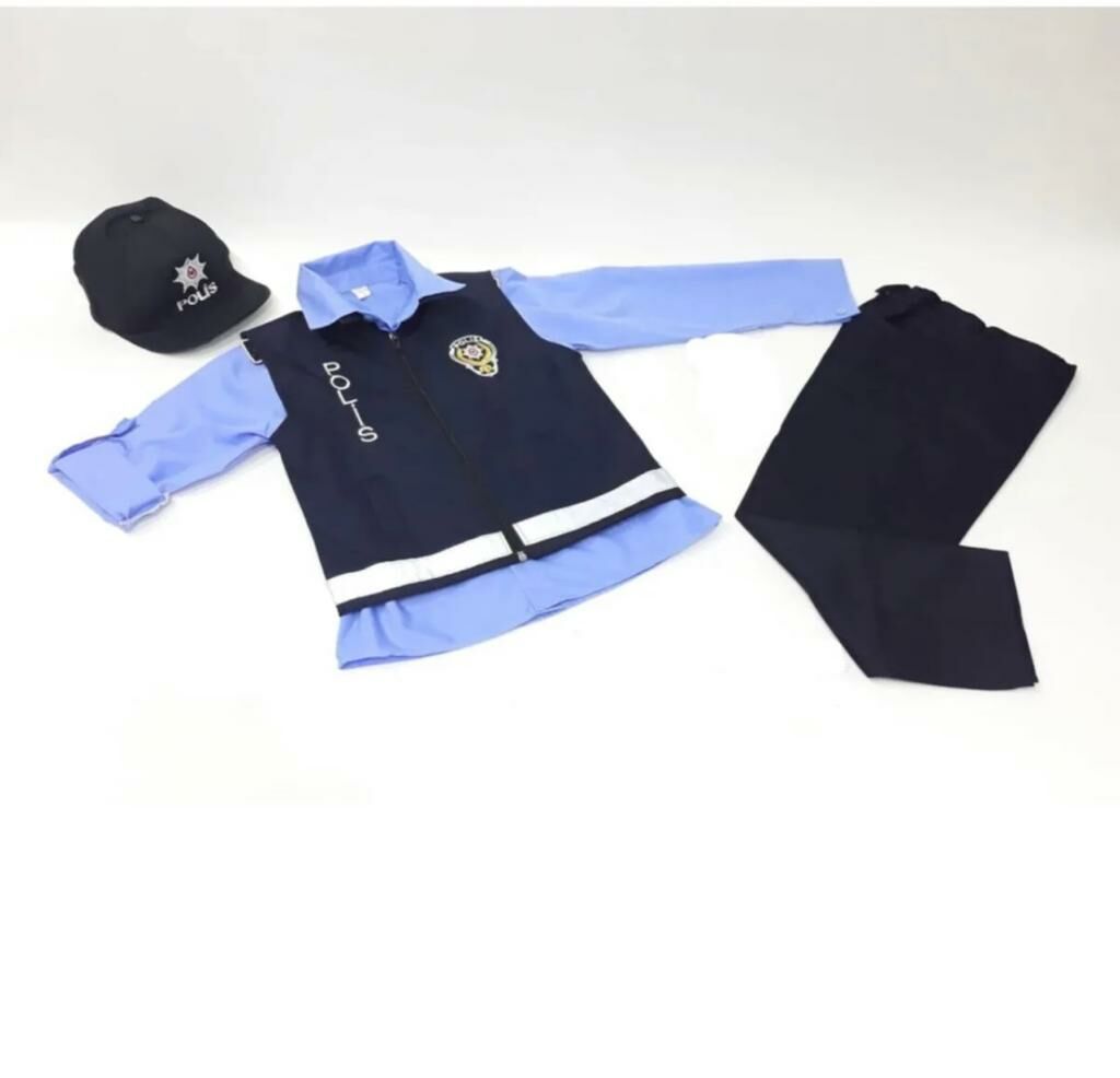 Çocuk Polis Gömlek Yelek Pantalon Kıyafeti