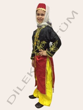 Artvin Kız Çocuk Kıyafeti Atabarı Folklör Kostümü 3-5